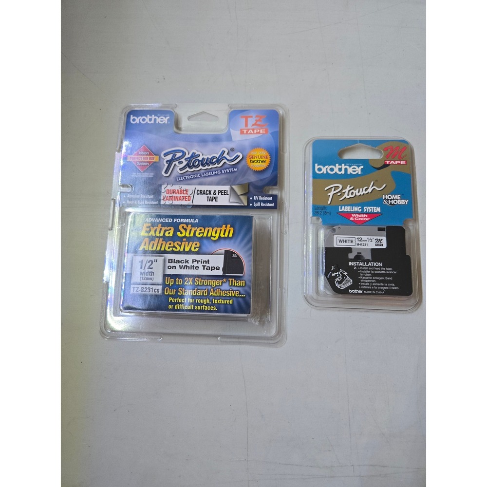 Brother Ptouch TZ Tape and M Tape Black on White Label Tape TZS231CS